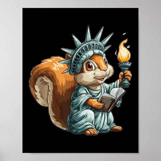 Affiche Écureuil En Costume De Statue Liberté Pour Garçons (Devant)