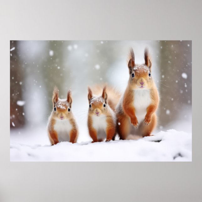 Affiche Écureuil Famille d'animaux errants Nature (Devant)