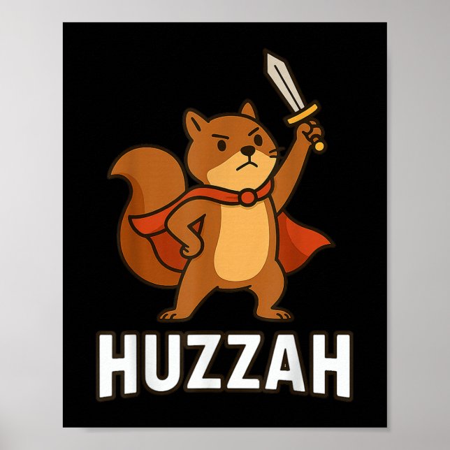 Affiche Écureuil Huzzah Chevalier Epée Drôle Pour Hommes F (Devant)