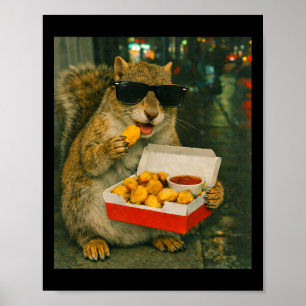 Affiche Écureuil mangeant un nugget de poulet Mème Urne Ré