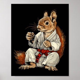 Affiche Écureuil MMA Jiu-Jitsu Judo Kickboxing Kung Fu