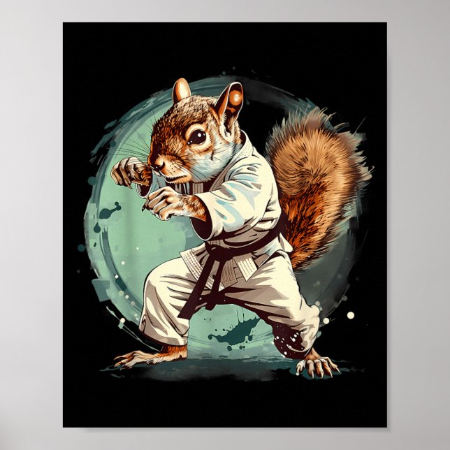Affiche Écureuil MMA Jiu-Jitsu Judo Kung Fu Kickboxing (Devant)