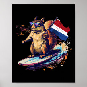 Affiche Écureuil néerlandais surfant sur des racines néerl