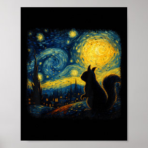 Affiche Écureuil Starry Night Van Gogh Art Pour Hommes Fem