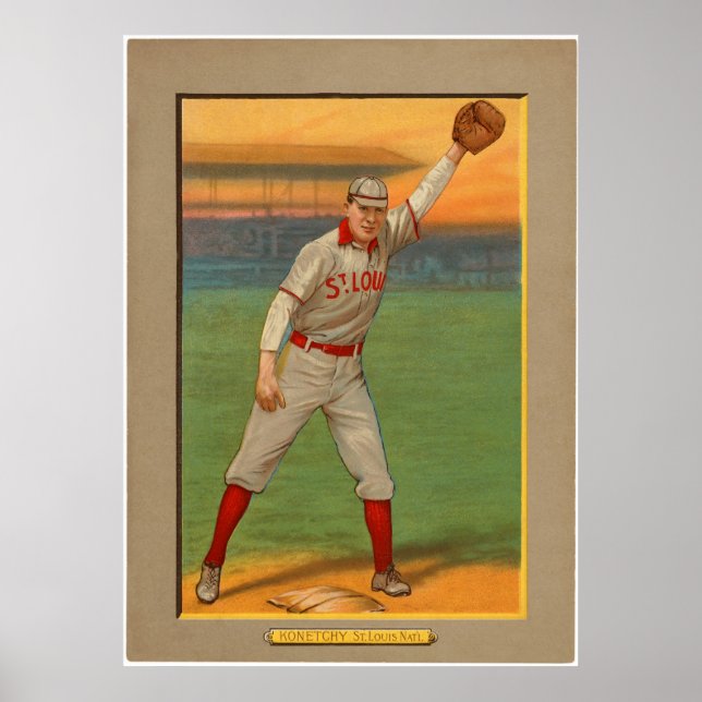 Affiche Ed Konetchy Cardinals Baseball 1911 (Devant)