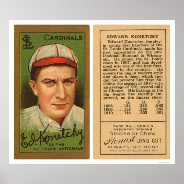 Affiche Ed Konetchy Cardinals Baseball 1911 (Devant)