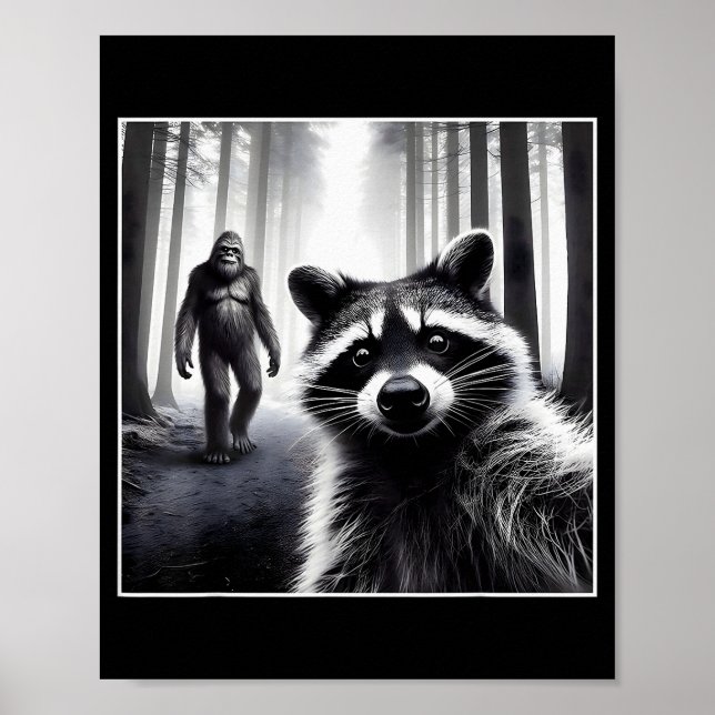 Affiche Ed Raccoon Selfie With Sasquatch Bigfoot Funny Rac (Devant)