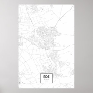 Affiche Ede, Pays-Bas (noir sur blanc)