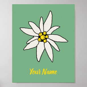 Affiche Edelweiss Chalet Fleur Retro Huis Vintage Alm