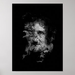 Affiche Edgar Allan Poe dans la fumée avec Raven - plus