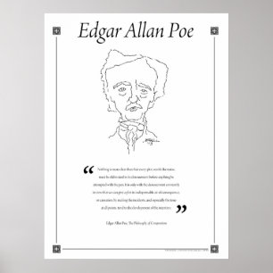 Affiche Edgar Allan Poe écrivant l'affiche de citation