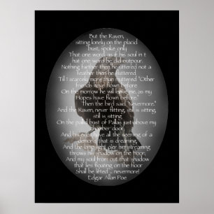 Affiche Edgar Allen Poe Raven Poem, Nevermore Citation