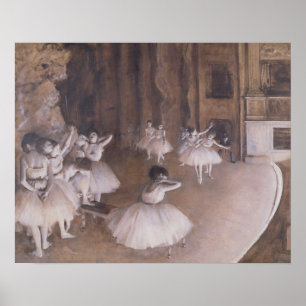 Affiche Edgar Degas Ballet Rehearsal on the Stage, 1874