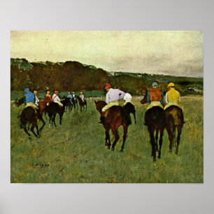Affiche Edgar Degas - chevaux de course dans Longchamp