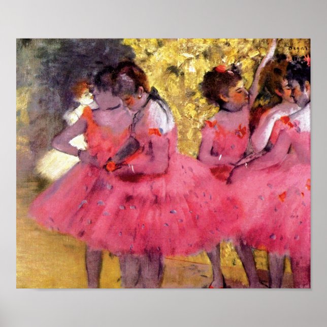 Affiche Edgar Degas - Danseurs en rose - Amoureux de danse (Devant)
