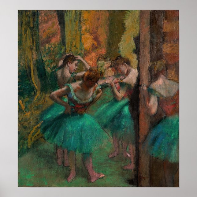 Affiche Edgar Degas - Danseurs, rose et vert (Devant)