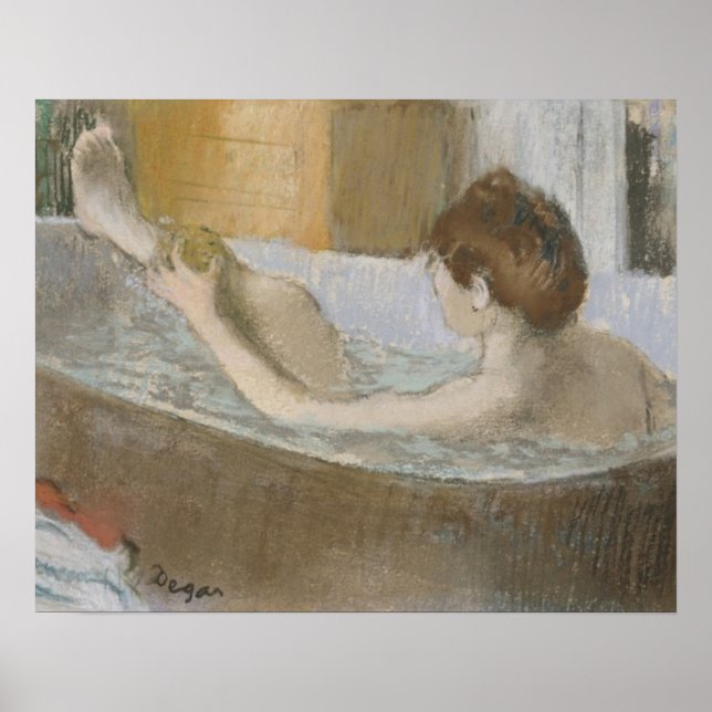 Affiche Edgar Degas | Femme dans son bain, éponge sa jambe (Devant)