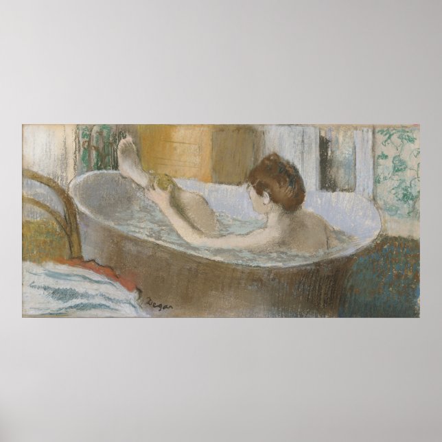 Affiche Edgar Degas | Femme dans son bain, éponge sa jambe (Devant)