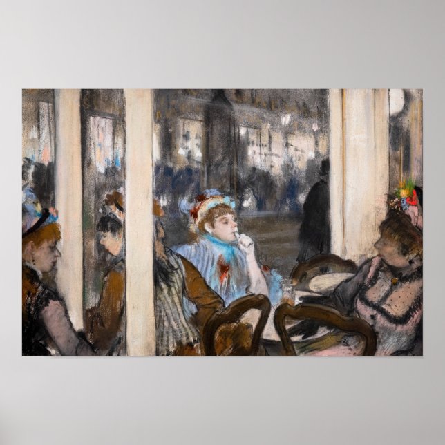 Affiche Edgar Degas - Femmes sur une terrasse de café le s (Devant)