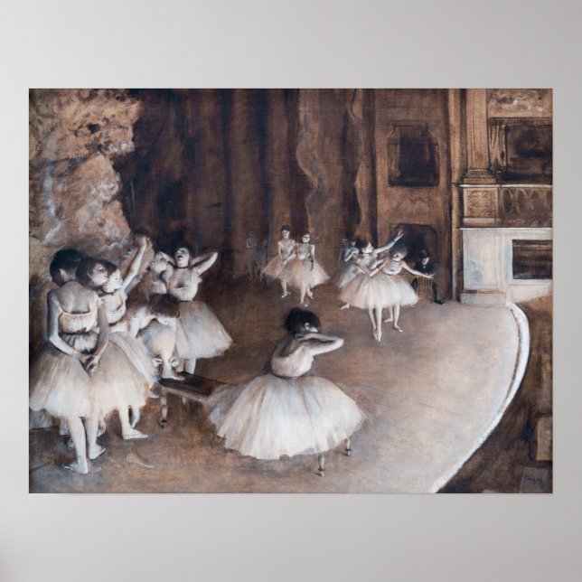Affiche Edgar Degas - Répétition de ballet sur scène (Devant)