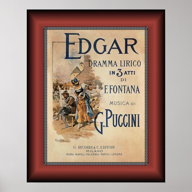 Affiche Edgar ~ Puccini ~ Drame Lyrique Par F. Fountana ~ (Devant)