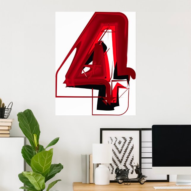 Affiche Edgy Abstrait rouge et noir numéro 4 (Créateur téléchargé)