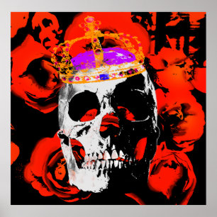 Affiche Edgy King Skull Crown n'Rose