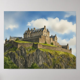 Affiche Edimbourg Castle Scotland Watercolor Art Imprimer