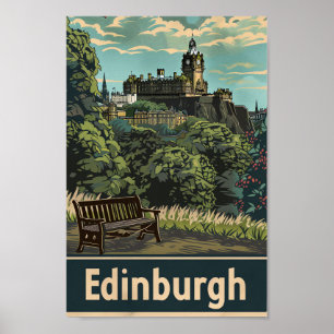 Affiche Edimbourg Ecosse Illustration Vintage voyage