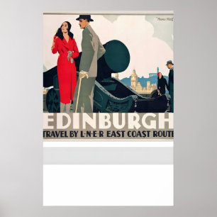 Affiche Édimbourg Écosse Voyage par LNER voie East Coast