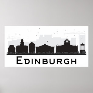 Affiche Edinburgh Scotland   Black and White Skyline