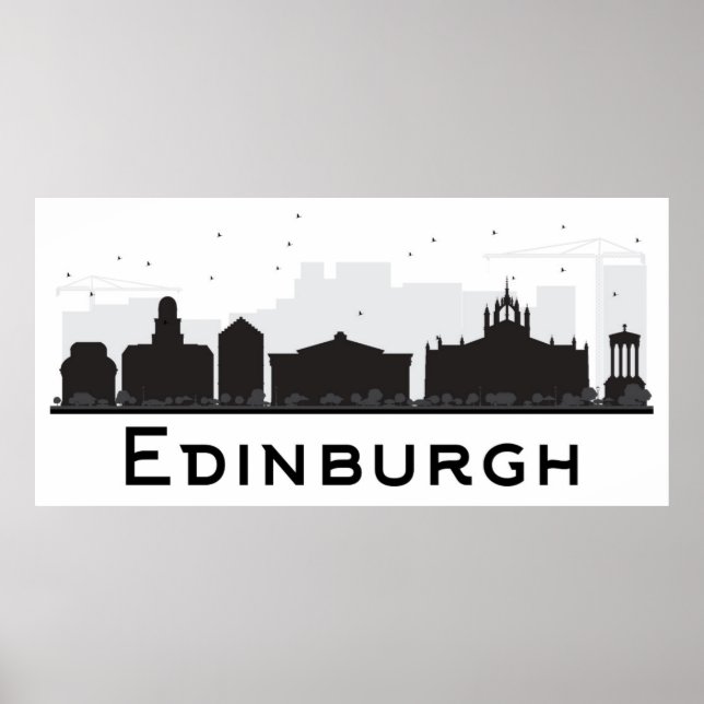 Affiche Edinburgh Scotland | Black and White Skyline (Devant)