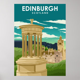 Affiche Edinburgh Scotland City Illustration Travel