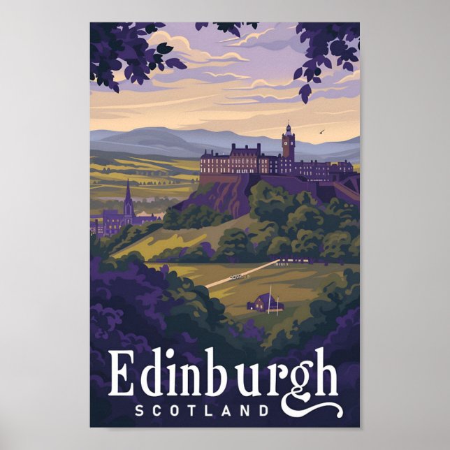 Affiche Edinburgh Scotland Vintage Art Illustration de voy (Devant)