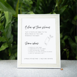 Affiche Éditable Blow Up their Phones Mariage Photo Sign