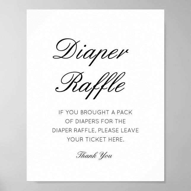 Affiche Editable Diaper Raffle Baby Shower Sign Printed (Devant)