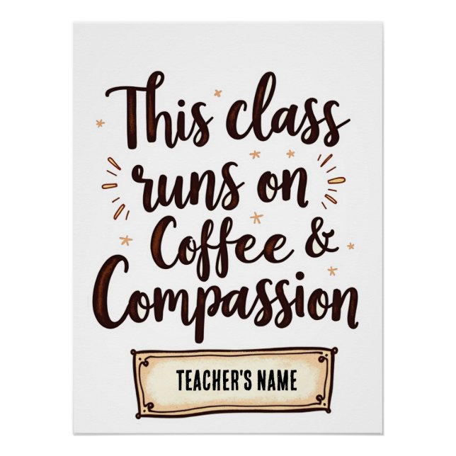 Affiche éditable en classe avec le nom de l'enseig (Devant)