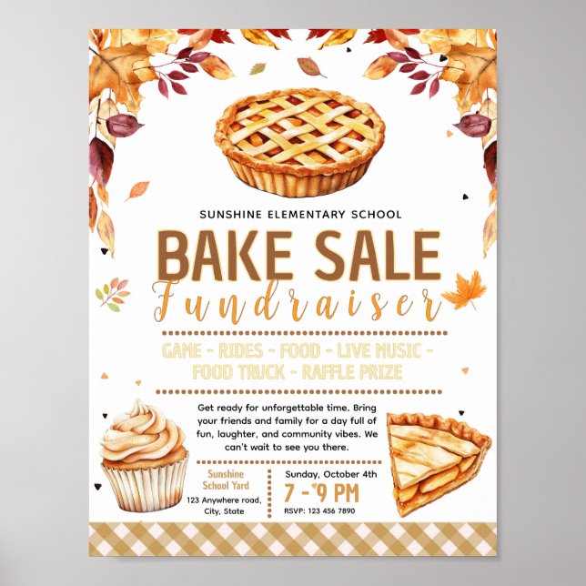 Affiche Editable fall bake sale Fundraiser Flyer (Devant)