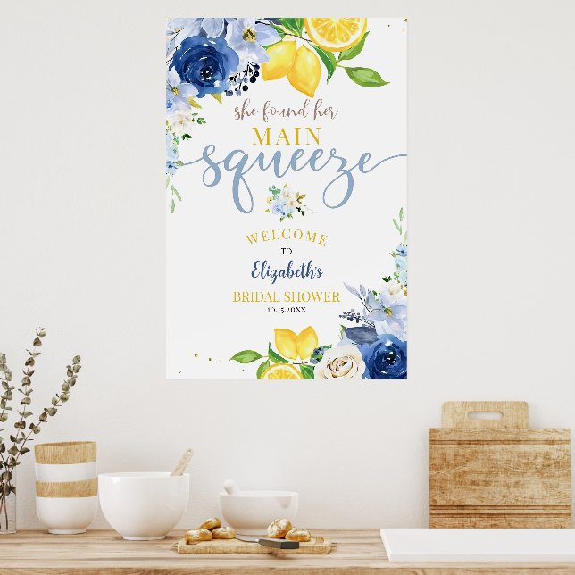 Affiche Éditable Fleurs Bleues de Mariée de Shower de Citr (Cuisine)