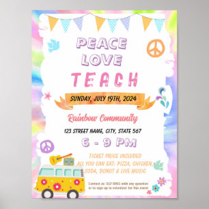 Affiche Editable Peace Love Teach flyer