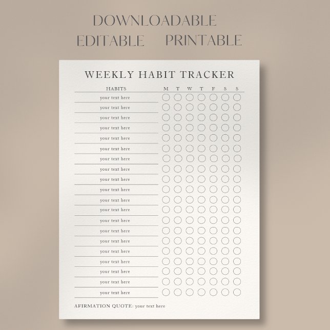 Affiche Editable Printable Moderne Hebdomadaire Tracker Po (Créateur téléchargé)