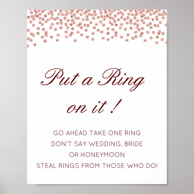 Affiche Editable Put a Ring on it Bridal Shower Game Poste (Devant)