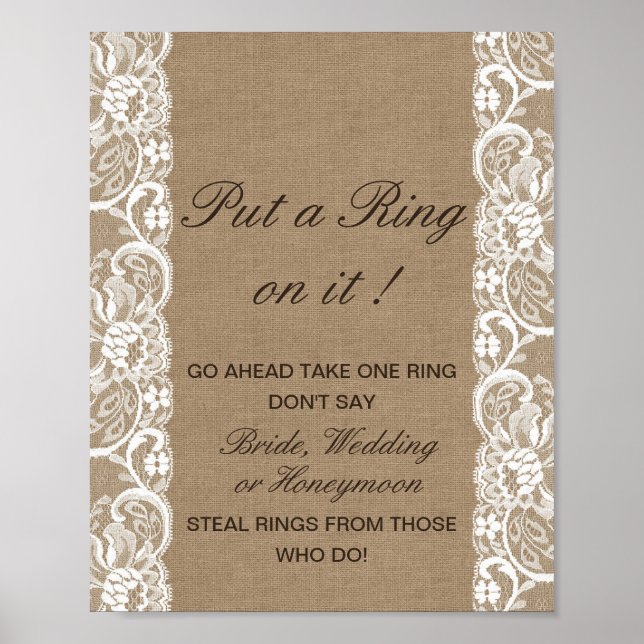 Affiche Editable Put a Ring on it Bridal Shower Game Poste (Devant)