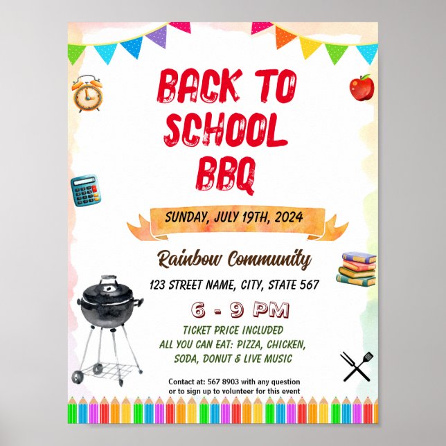 Affiche Editable School Bbq Pique-nique (Devant)
