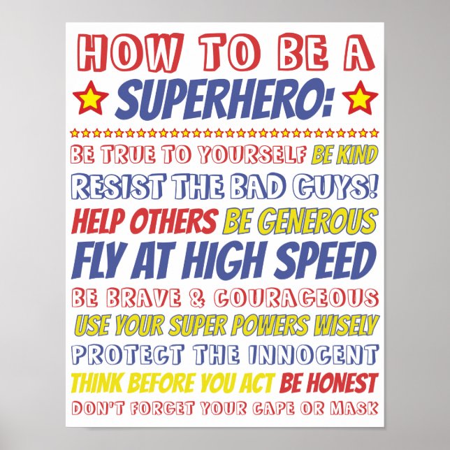Affiche Editable Superhero Print for Kids Room (Devant)