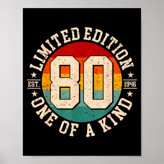 Affiche édition limitée 80 ans vintage 1946 (Devant)