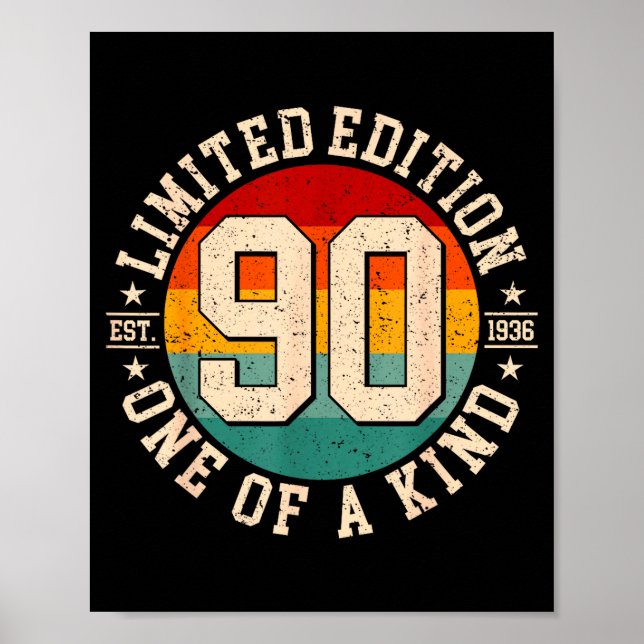 Affiche édition limitée 90 ans vintage 1936 90ème (Devant)