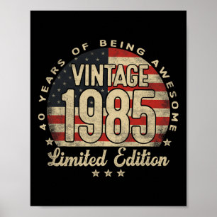 Affiche Édition limitée vintage 1985 Cadeaux 40 ans États-