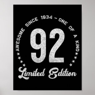 Affiche Édition limitée vintage 19 ans 92 ans 92e annivers