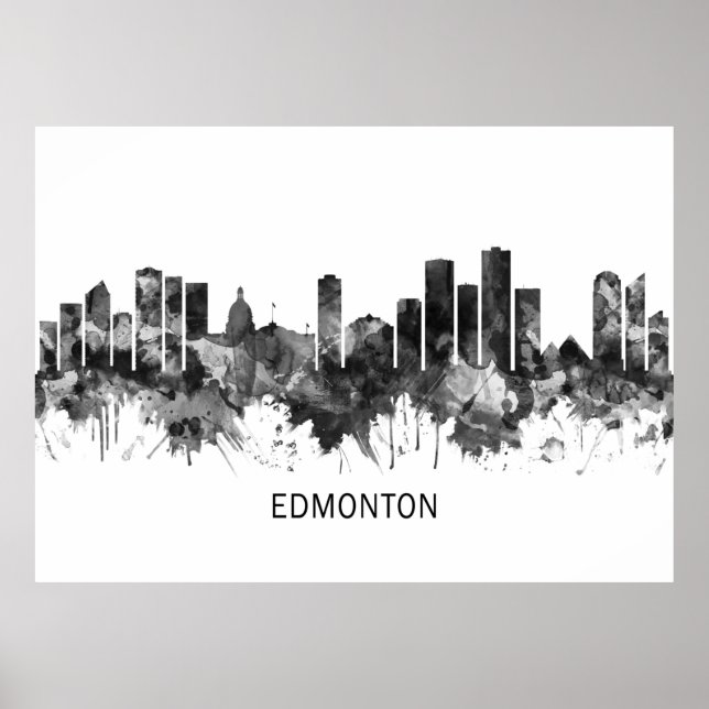 Affiche Edmonton Canada Skyline BW (Devant)